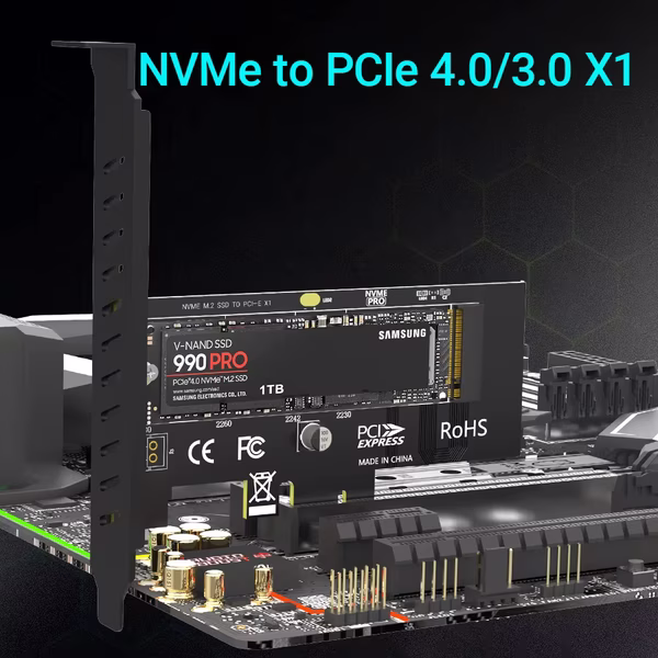 Placa adaptadora M.2 NVME SSD para PCIe 4.0 x1